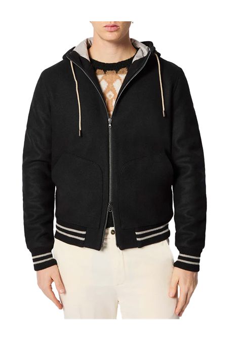 Felpa L.B.M 1911 uomo 937555704 Nera struttura raffinata materiali pregiati zip bidirezionale cappuccio con coulisse finiture interne in tonalità beige   L.B.M. 1911 | Felpe | 9375557046